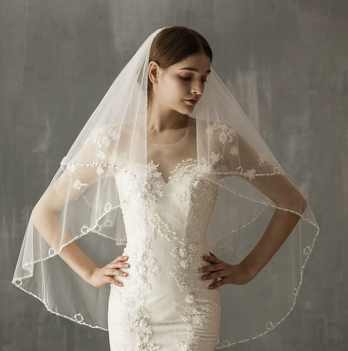 Fingertip Wedding Veils — Short Bridal Veils with Comb | Pearl, Lace & Beaded Styles