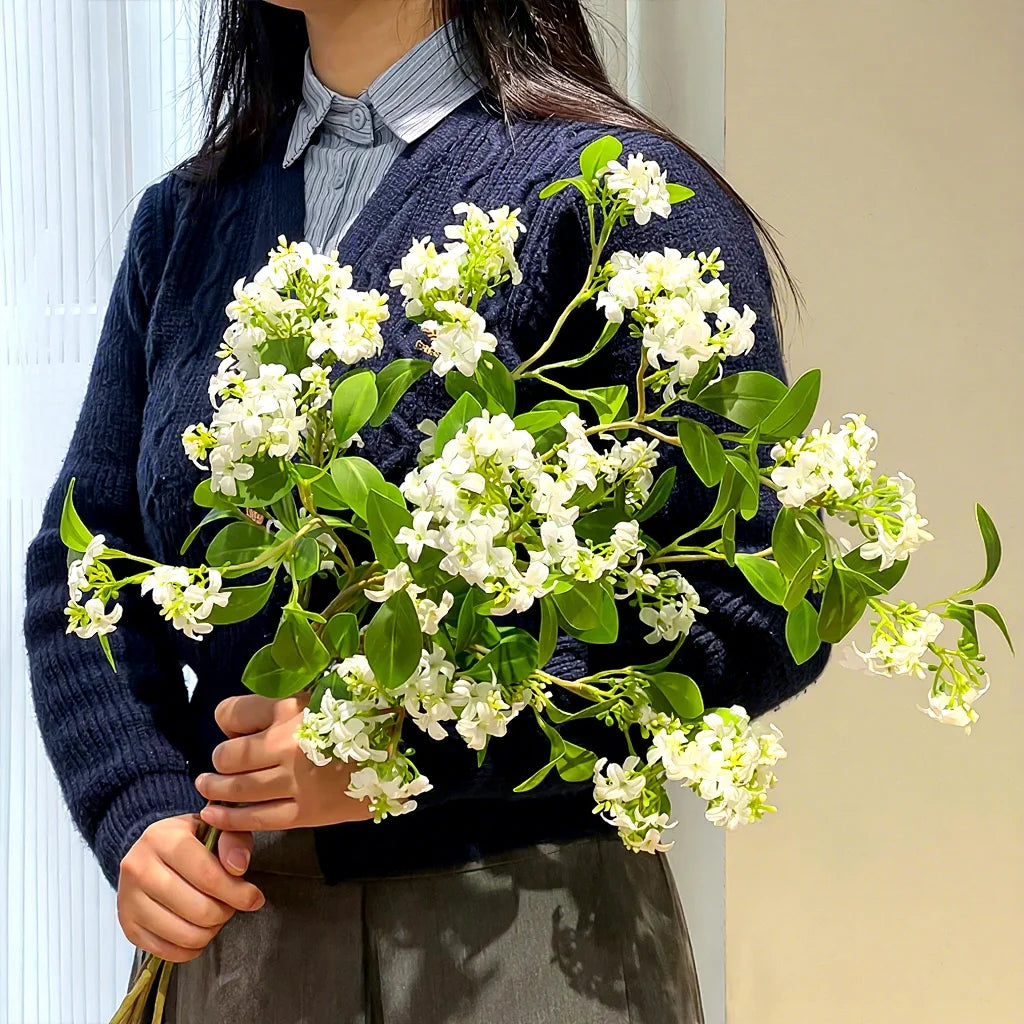 Premium Silk Bouquet with Artisanal White Vase