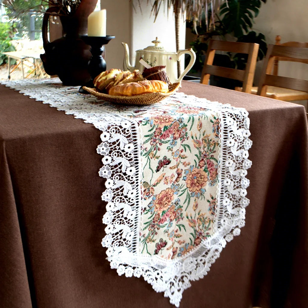 Artisan Table Runner Collection - Vintage Lace, Handmade Crochet & Floral Jacquard