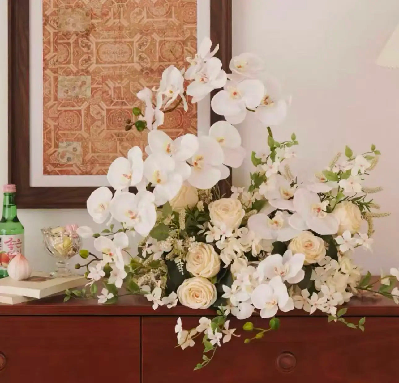 RoomTour Forest-Style Luxury Artificial Orchid Arrangement - Real-Touch Phalaenopsis Table Centerpiece