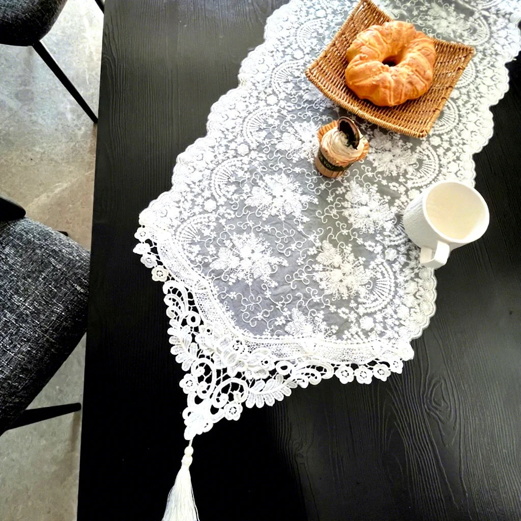 Artisan Table Runner Collection - Vintage Lace, Handmade Crochet & Floral Jacquard