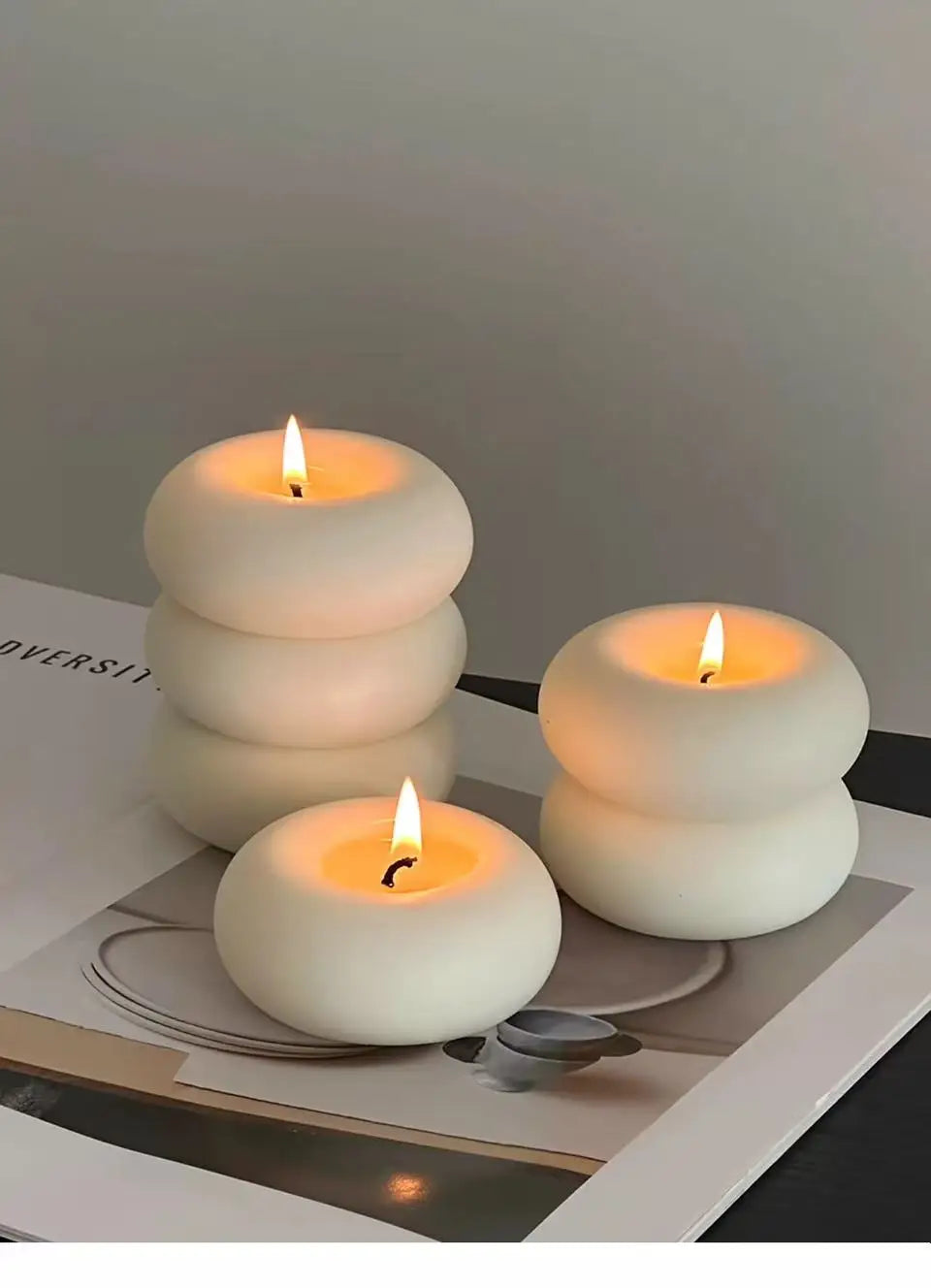 French Retro Donut Scented Candle - Handcrafted Soy & Beeswax Home Decor