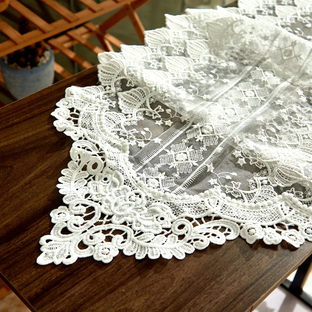 Artisan Table Runner Collection - Vintage Lace, Handmade Crochet & Floral Jacquard