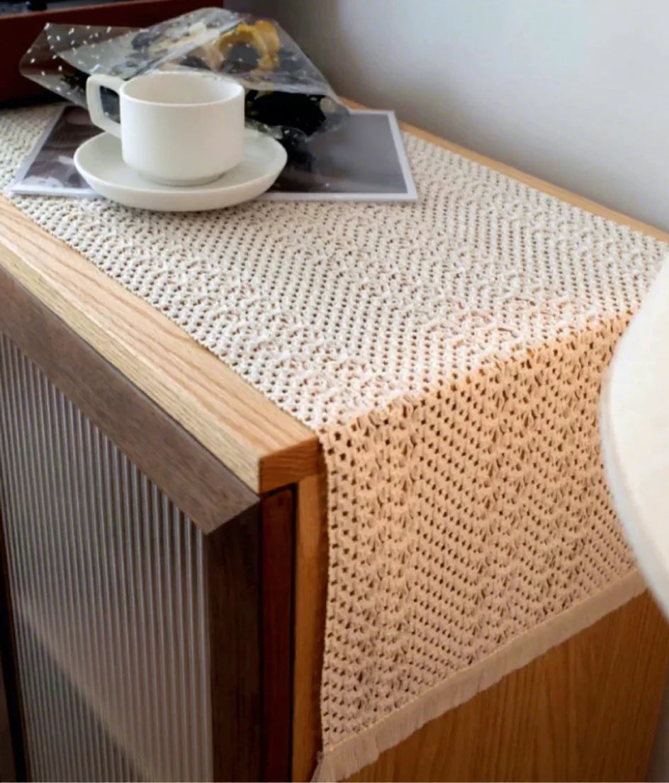 Handcrafted Vintage White Lace Table Runner - French & American Country Styles