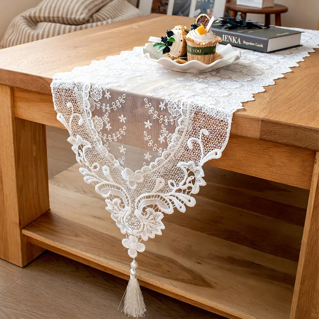 Artisan Table Runner Collection - Vintage Lace, Handmade Crochet & Floral Jacquard