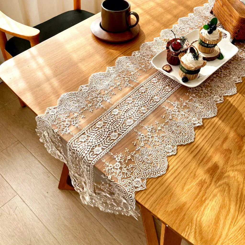 Artisan Table Runner Collection - Vintage Lace, Handmade Crochet & Floral Jacquard
