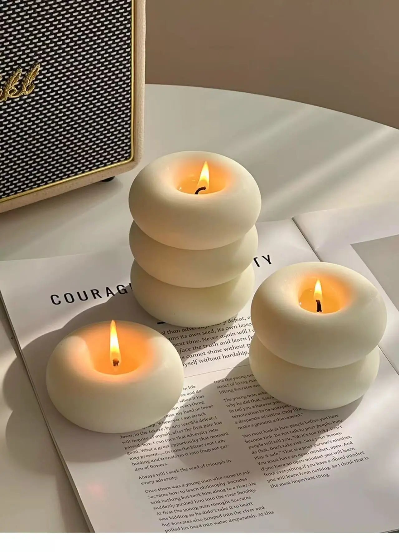 French Retro Donut Scented Candle - Handcrafted Soy & Beeswax Home Decor