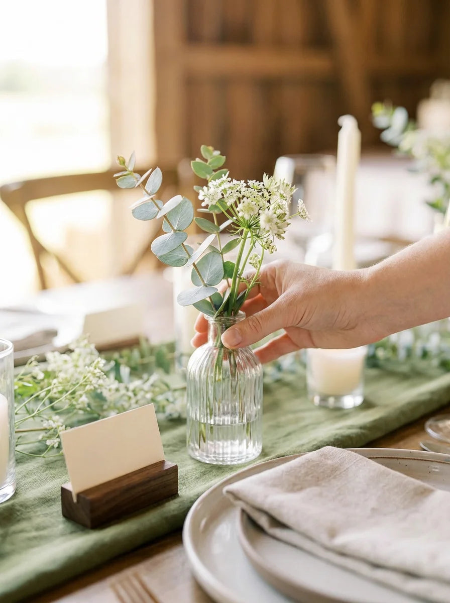 Nordic Ribbed Glass Bud Vases (Bulk Set of 12)