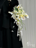 White Cascade Bridal Bouquet | Princess Dream Waterfall Wedding Flower Arrangement