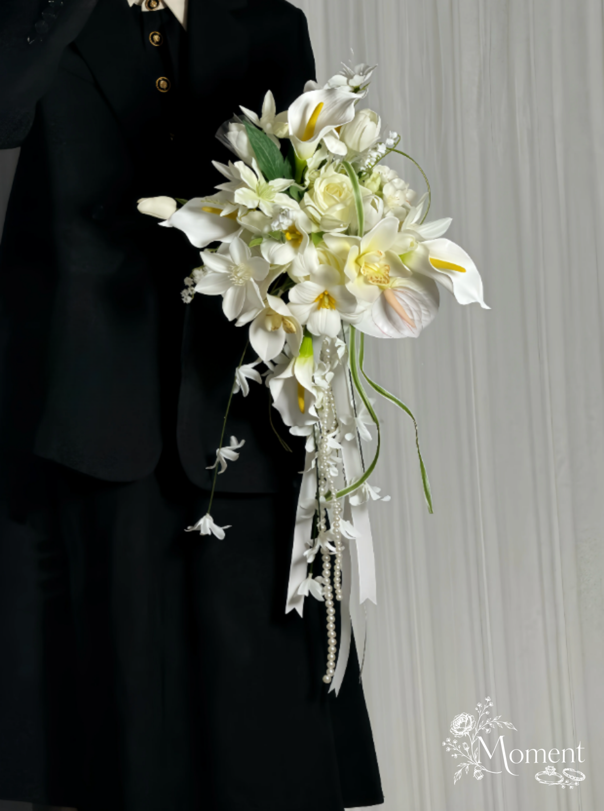 White Cascade Bridal Bouquet | Princess Dream Waterfall Wedding Flower Arrangement