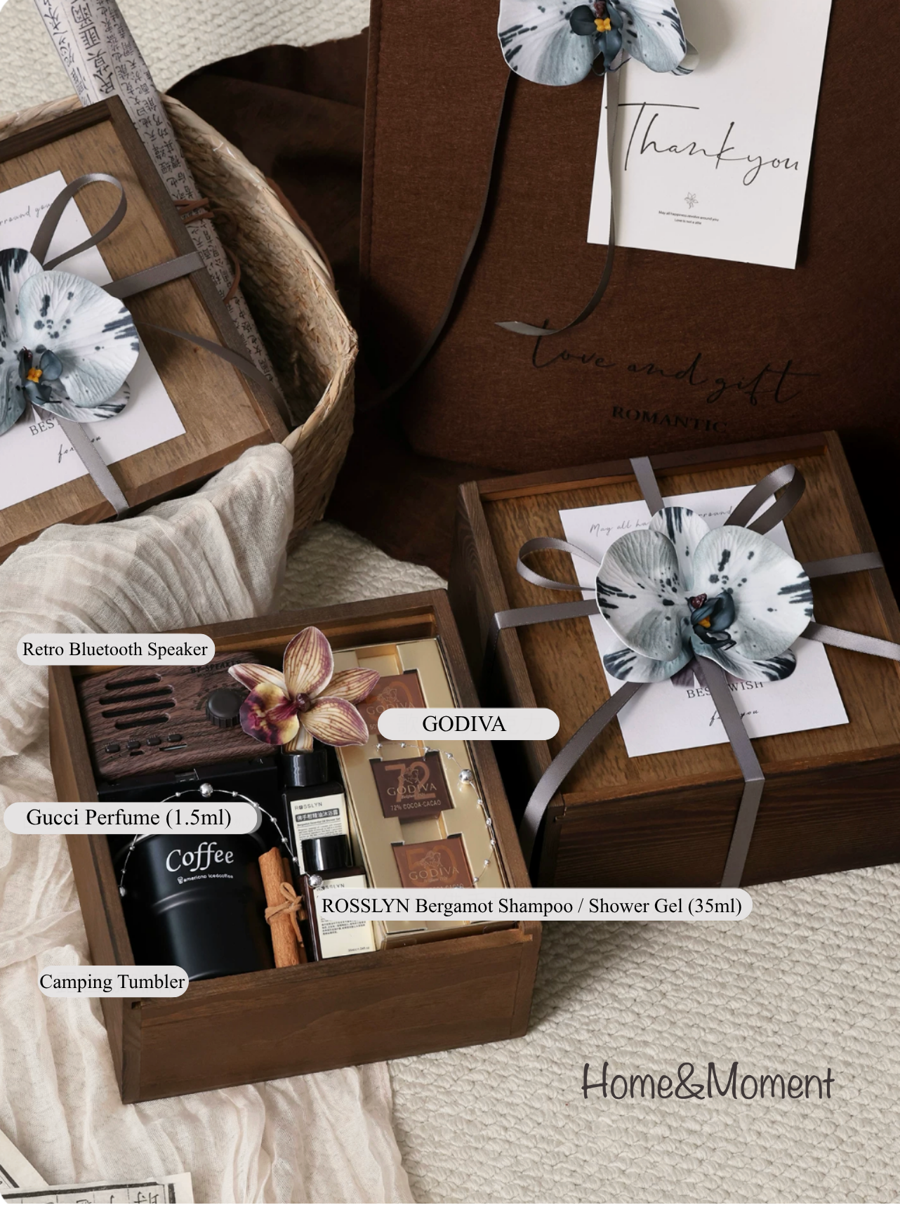 Vintage Wooden Gift Box for Men — Luxury Keepsake Set / Wedding