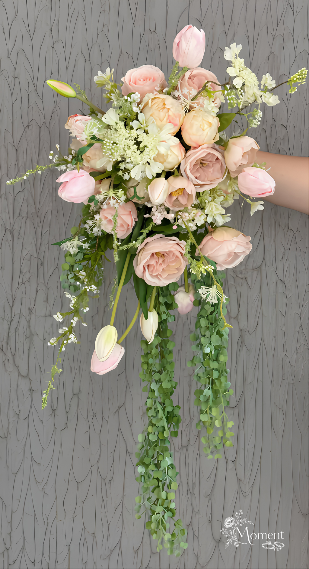 Pink Blossom Cascade Bouquet | Lively Floral Waterfall Bridal Arrangement