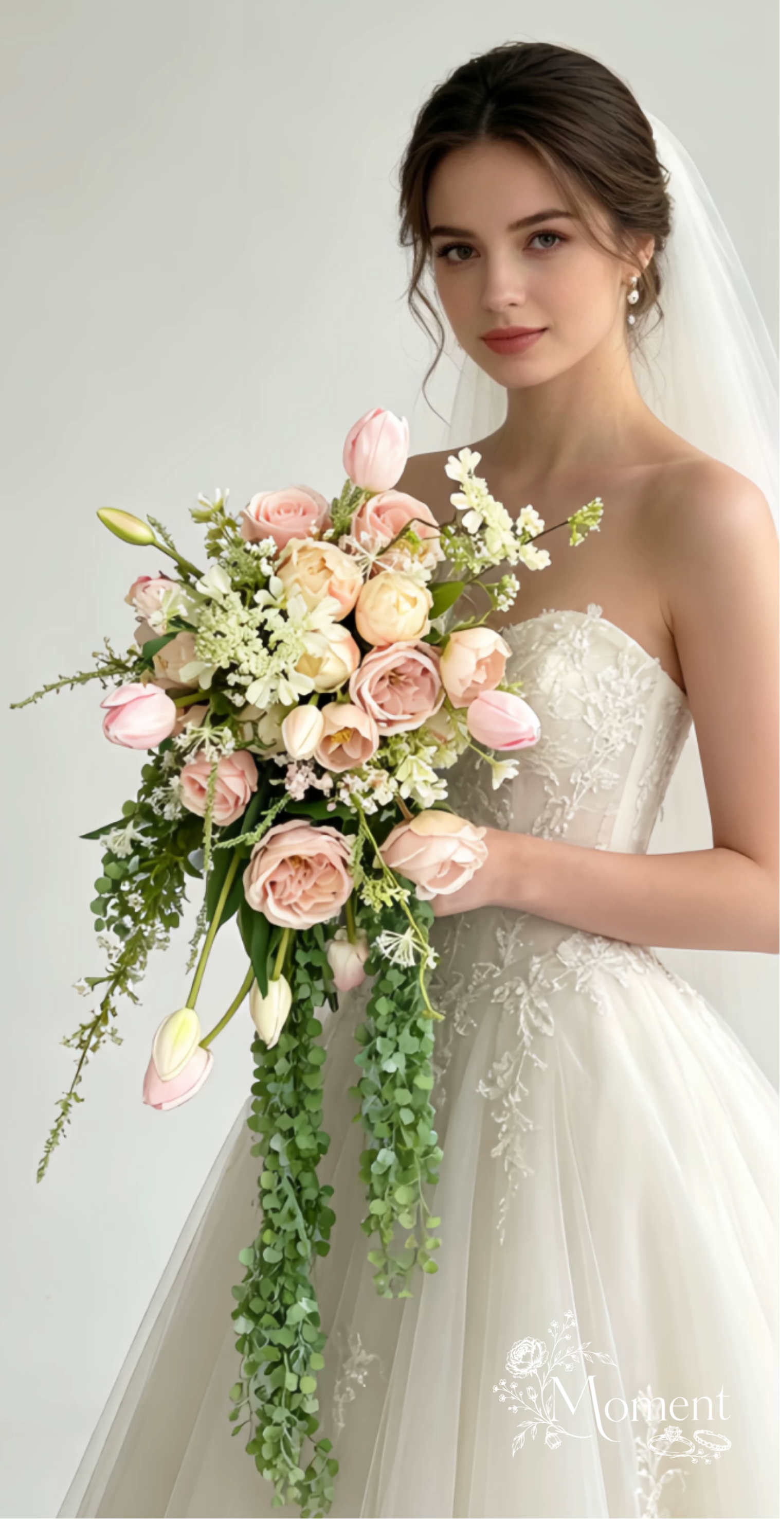 Pink Blossom Cascade Bouquet | Lively Floral Waterfall Bridal Arrangement