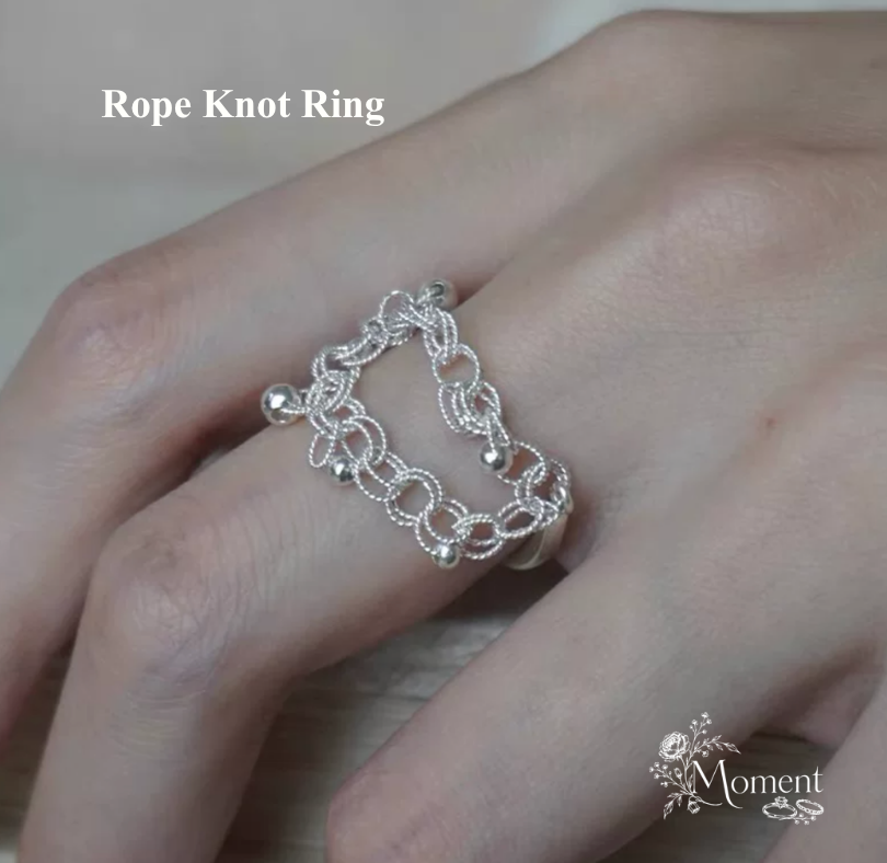 Rope Knot Ring | Delicate Silver Lace Open Band Ring