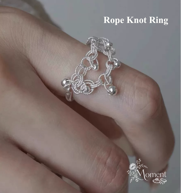 Rope Knot Ring | Delicate Silver Lace Open Band Ring