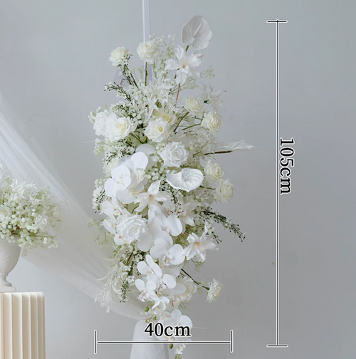 European White Wedding Arch Floral Arrangement | Faux Silk Ceremony Backdrop Decor