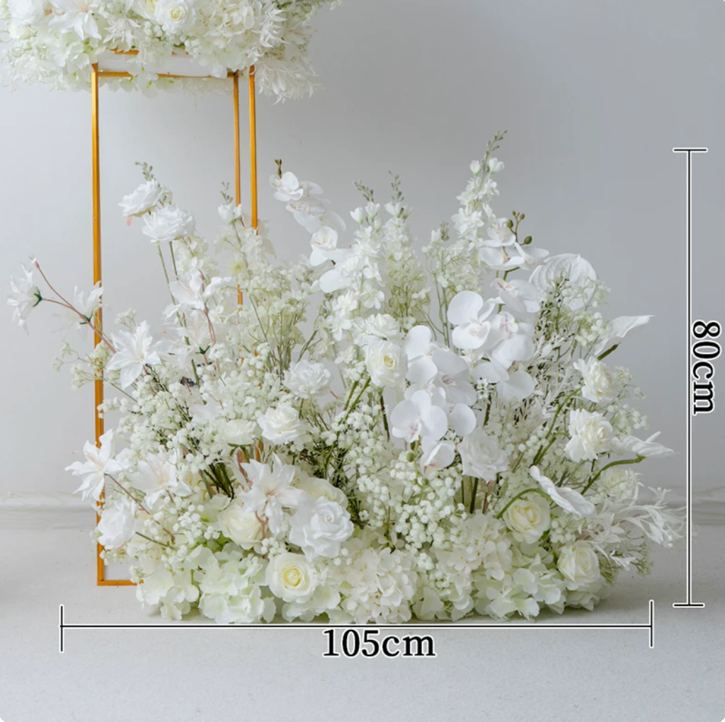 European White Wedding Arch Floral Arrangement | Faux Silk Ceremony Backdrop Decor
