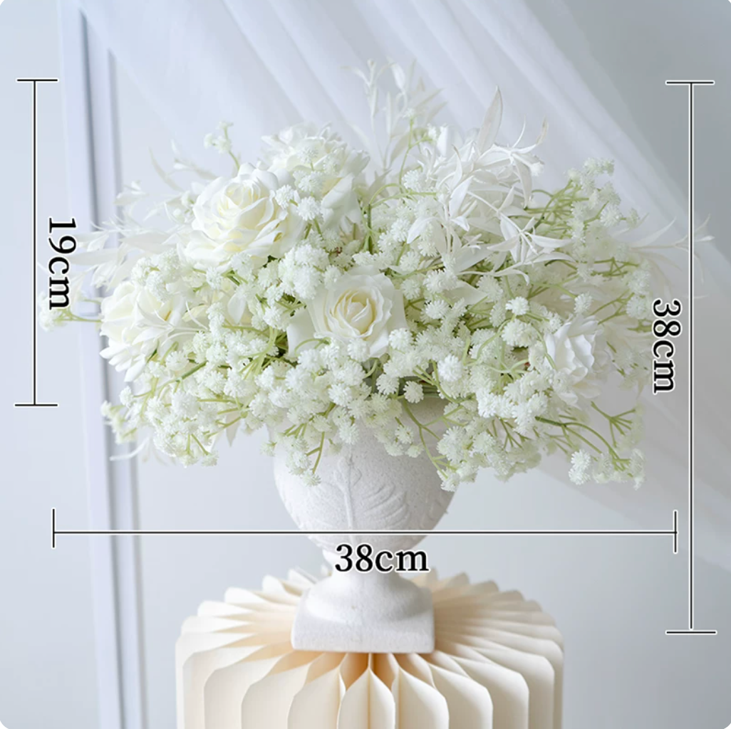 European White Wedding Arch Floral Arrangement | Faux Silk Ceremony Backdrop Decor