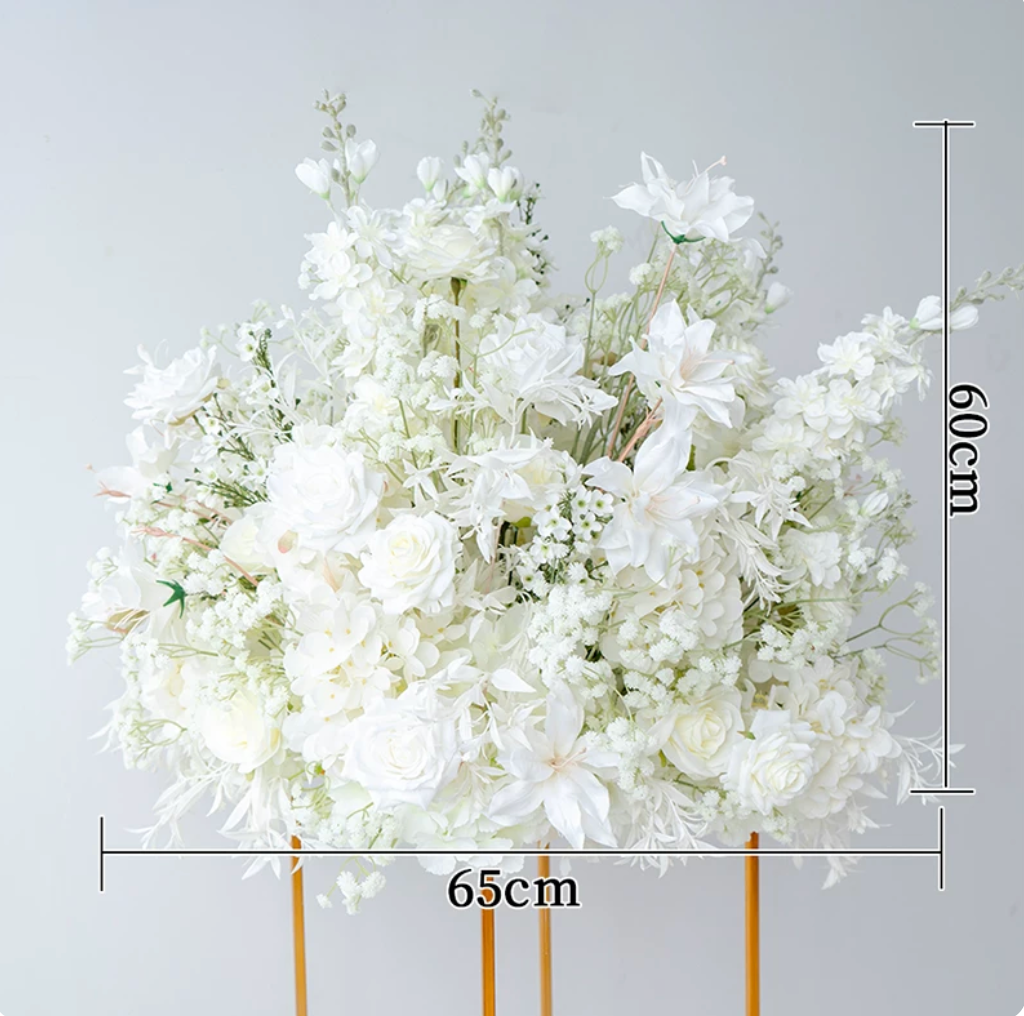 European White Wedding Arch Floral Arrangement | Faux Silk Ceremony Backdrop Decor
