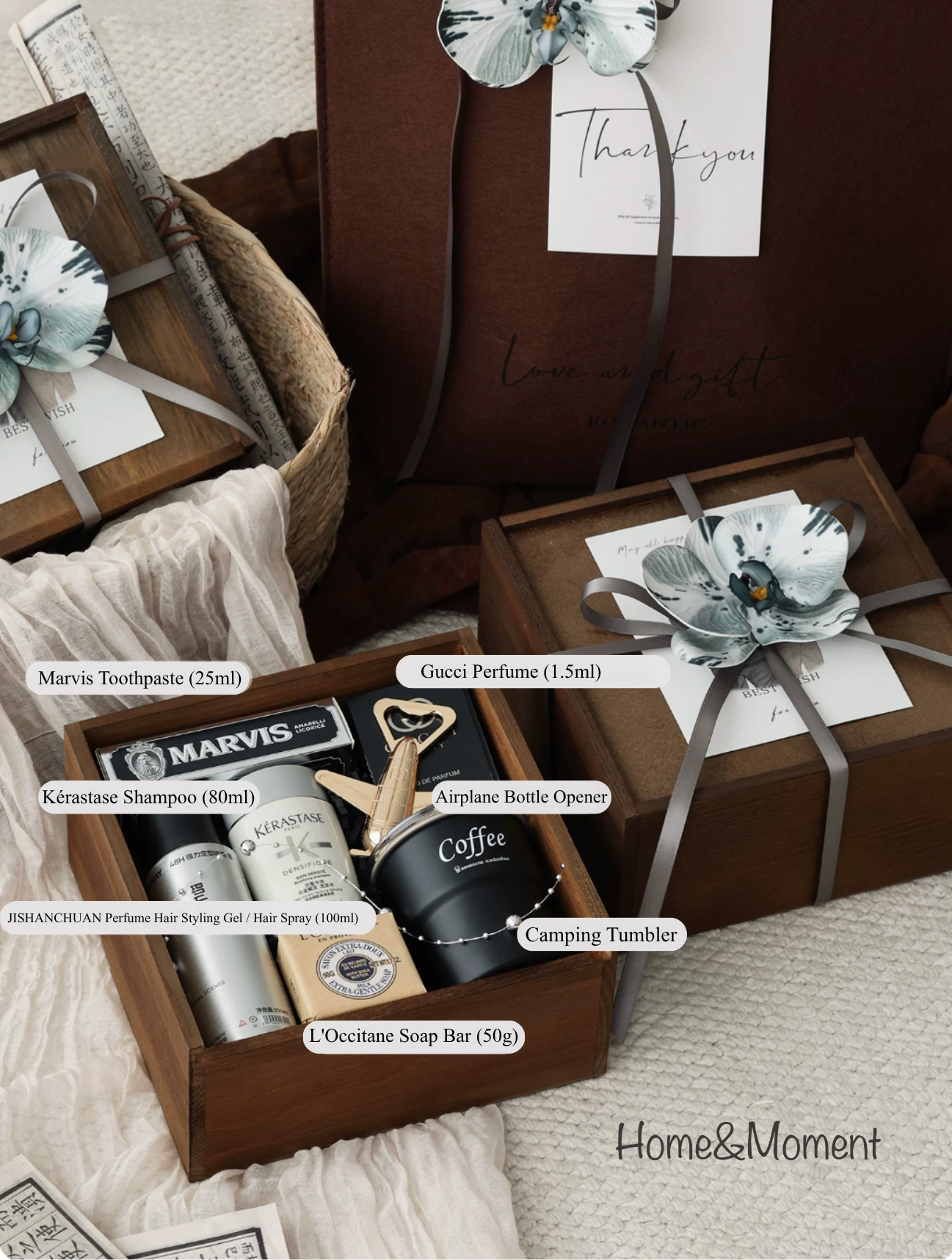 Vintage Wooden Gift Box for Men — Luxury Keepsake Set / Wedding