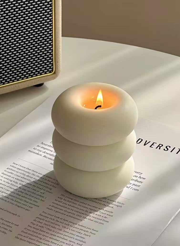 French Retro Donut Scented Candle - Handcrafted Soy & Beeswax Home Decor