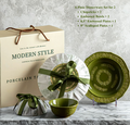 Green Embossed Porcelain Dinnerware Gift Set