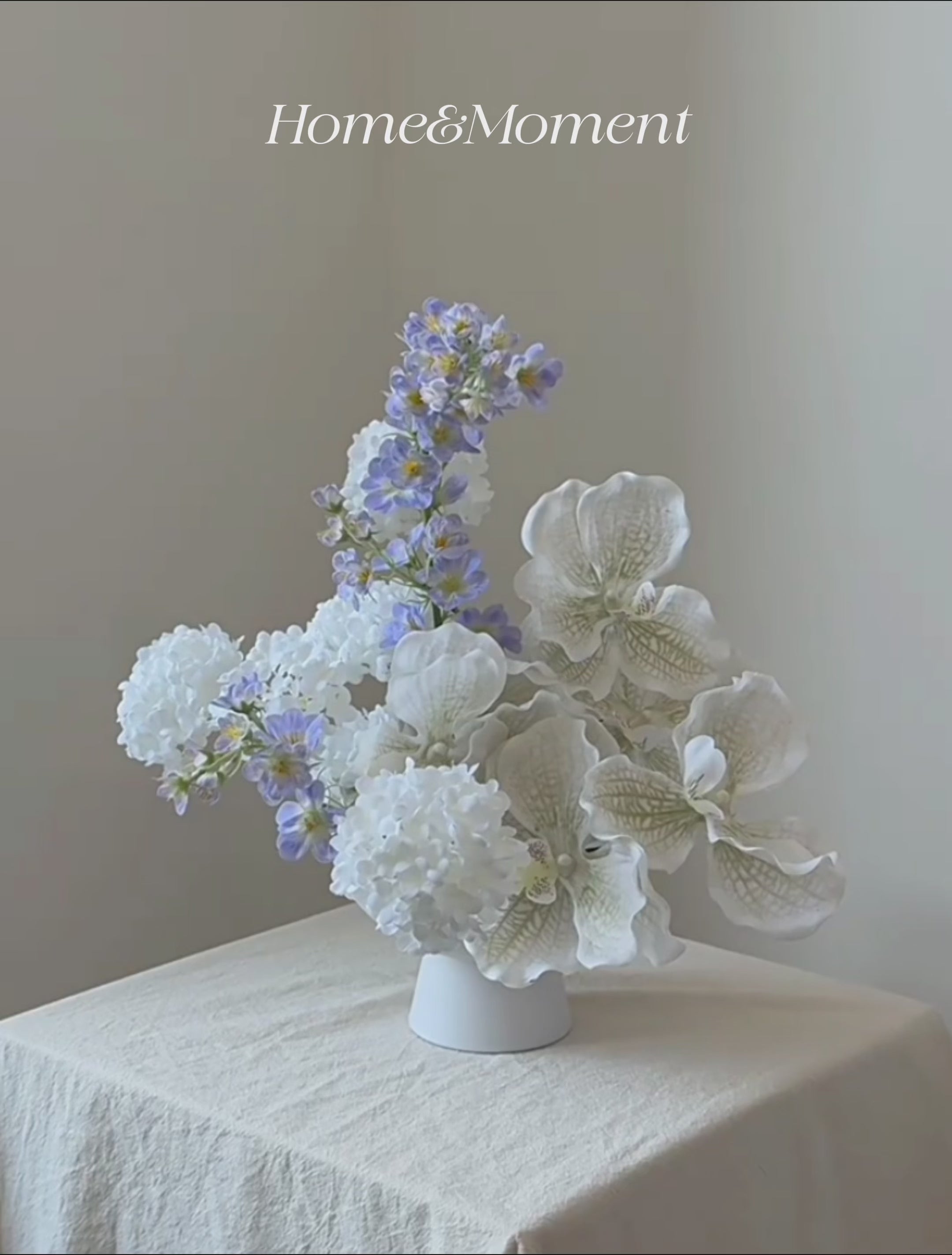 Blue Tone European Floral Urn — Faux Botanical Tabletop Arrangement