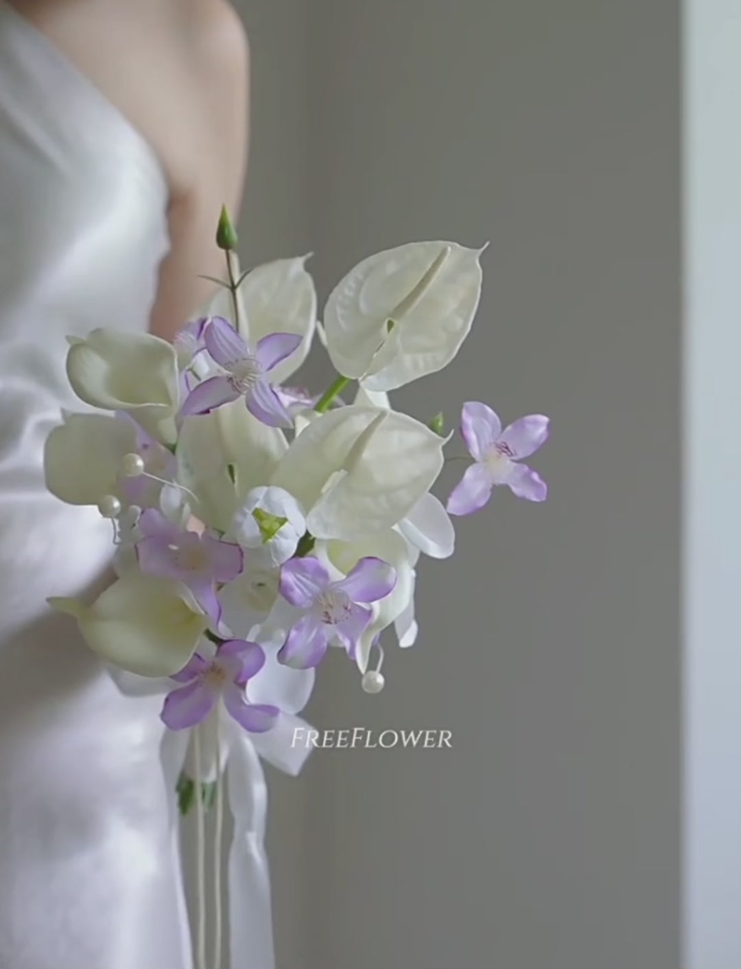 Taro Bloom Bridal Bouquet | Soft Purple Cascade Wedding Arrangement