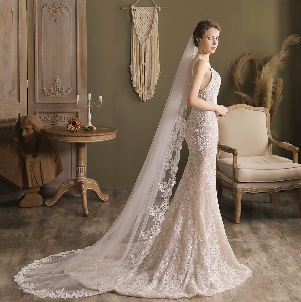 Wedding Bridal Veils — Cathedral, Chapel & Fingertip Lengths | Handcrafted Lace, Pearl & Tulle