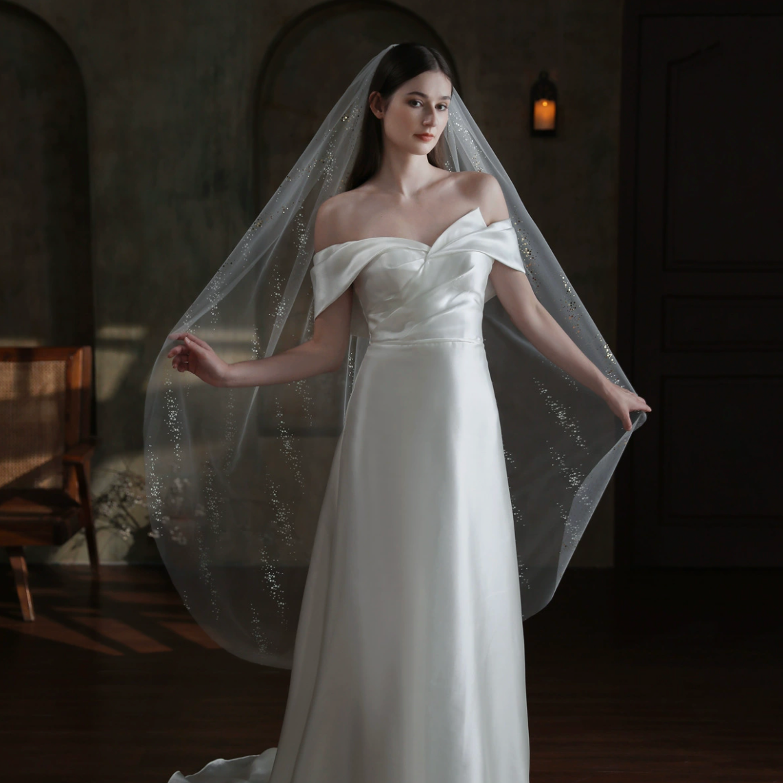 Wedding Bridal Veils — Cathedral, Chapel & Fingertip Lengths | Handcrafted Lace, Pearl & Tulle